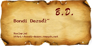 Bondi Dezső névjegykártya